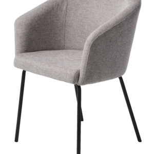 Easton spisebordsstol, m. armlæn - lysegrå stof og sorte ben