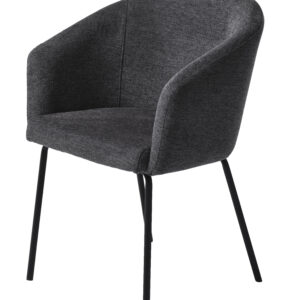 Easton spisebordsstol, m. armlæn - mørkegrå stof og sorte ben