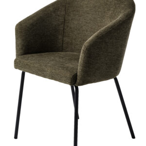 Easton spisebordsstol, m. armlæn - olivengrøn stof og sorte ben