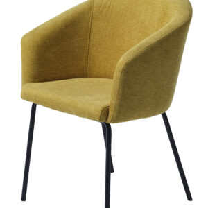 Easton spisebordsstol, m. armlæn - sennepsfarvet stof og sorte ben