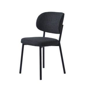 Fowler spisebordsstol - mørkegrå polyester og sorte ben