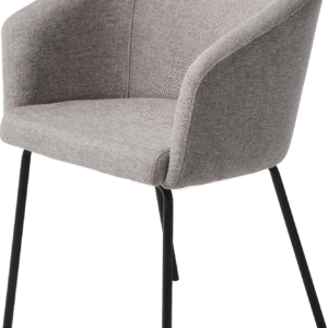 Nordique Design Easton spisebordsstol med armlæn i lysegrå Brego stof og sorte metalben