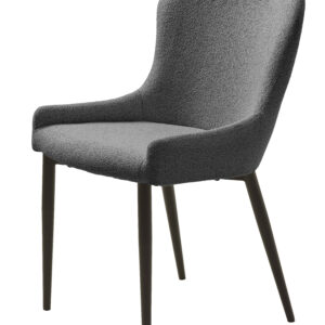 Ontario spisebordsstol - dyb grå bouclé og sort metal