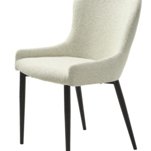 Ontario spisebordsstol - offwhite bouclé og sort metal