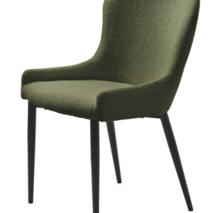 Ontario spisebordsstol - skovgrøn bouclé og sort metal