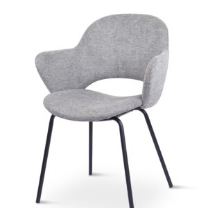 Rowley spisebordsstol, m. armlæn - grå stof og sort metal