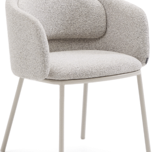 Spisebordsstol - Kave Home Minda | Beige Chenille polstret med armlæn og stålben