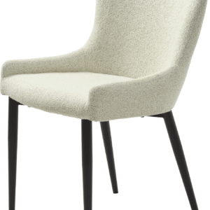 Spisebordsstol Nordique Design Ontario - Off White Bouclé, Sort Metal, Moderne Spisestuestol