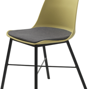 Spisebordsstol Nordique Design Whistler - støvet gul plastskal, sort metalstel, Rio-stof, sæt á 2, H83xB47 cm