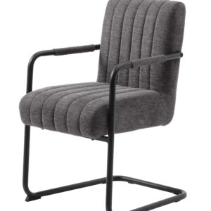 Trout spisebordsstol, m. armlæn - mørkegrå stof og sorte ben