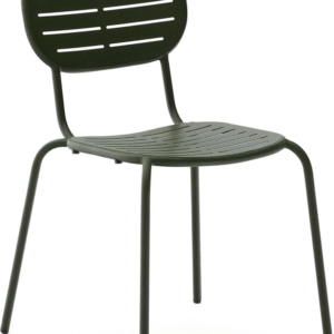 Udendørs spisebordsstol Kave Home Brai stabelbar mørkegrøn galvaniseret stål H81xB53xD60