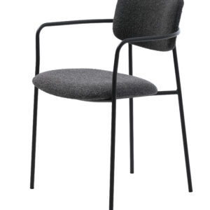 Zama spisebordsstol, m. armlæn - mørkegrå melange stof og sort metal