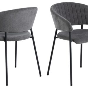 ACT NORDIC Ann spisebordsstol, m. armlæn - mørkegrå polyester og sort metal