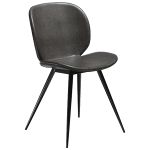 DAN-FORM CLOUD spisebordsstol, runde ben - vintage grå kunstlæder og sort metal