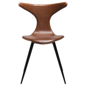 DAN-FORM Dolphin spisebordsstol - vintage lysebrun kunstlæder og sort stål