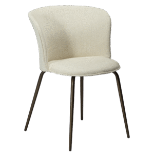 DAN-FORM EDEN spisebordsstol - Bone hvid bouclé stof og antik messing metal