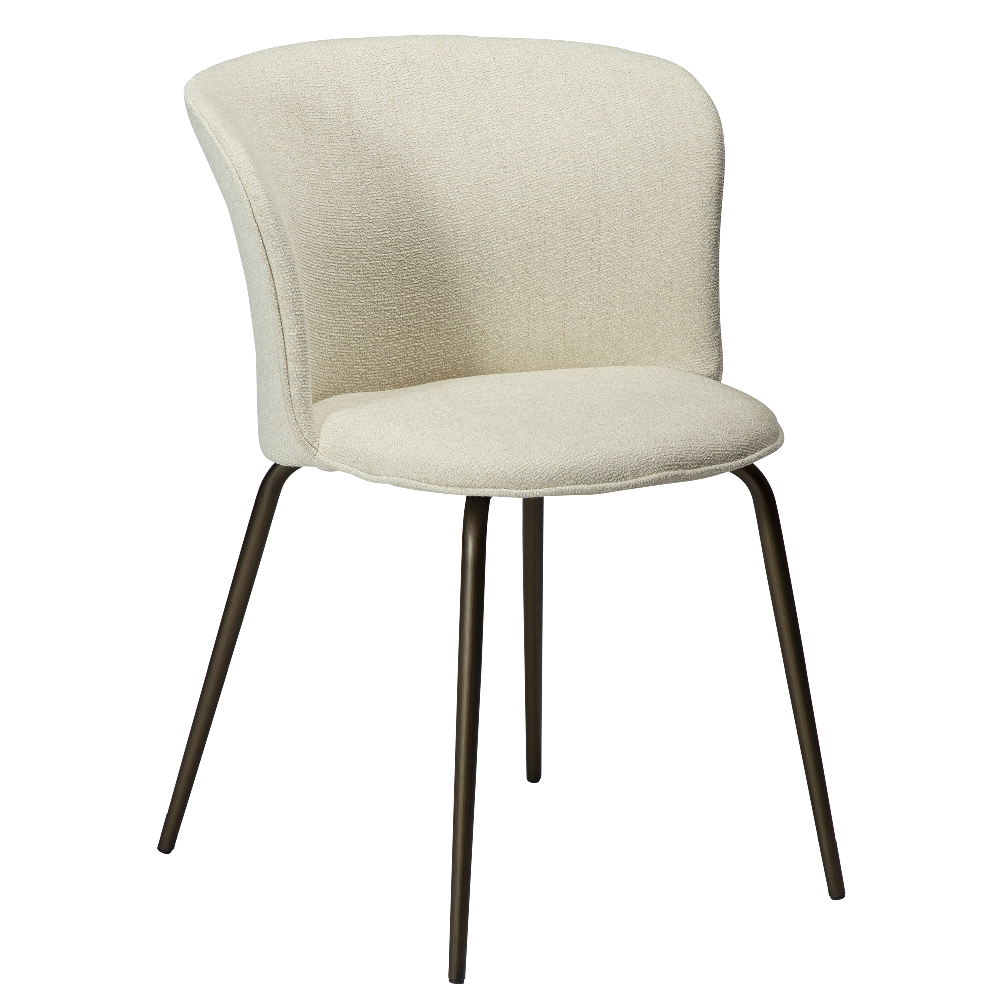 DAN-FORM EDEN spisebordsstol - Bone hvid bouclé stof og antik messing metal