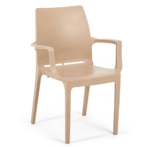 NORDVÄRK Eve spisebordsstol, m. armlæn - lysebrun polypropylen