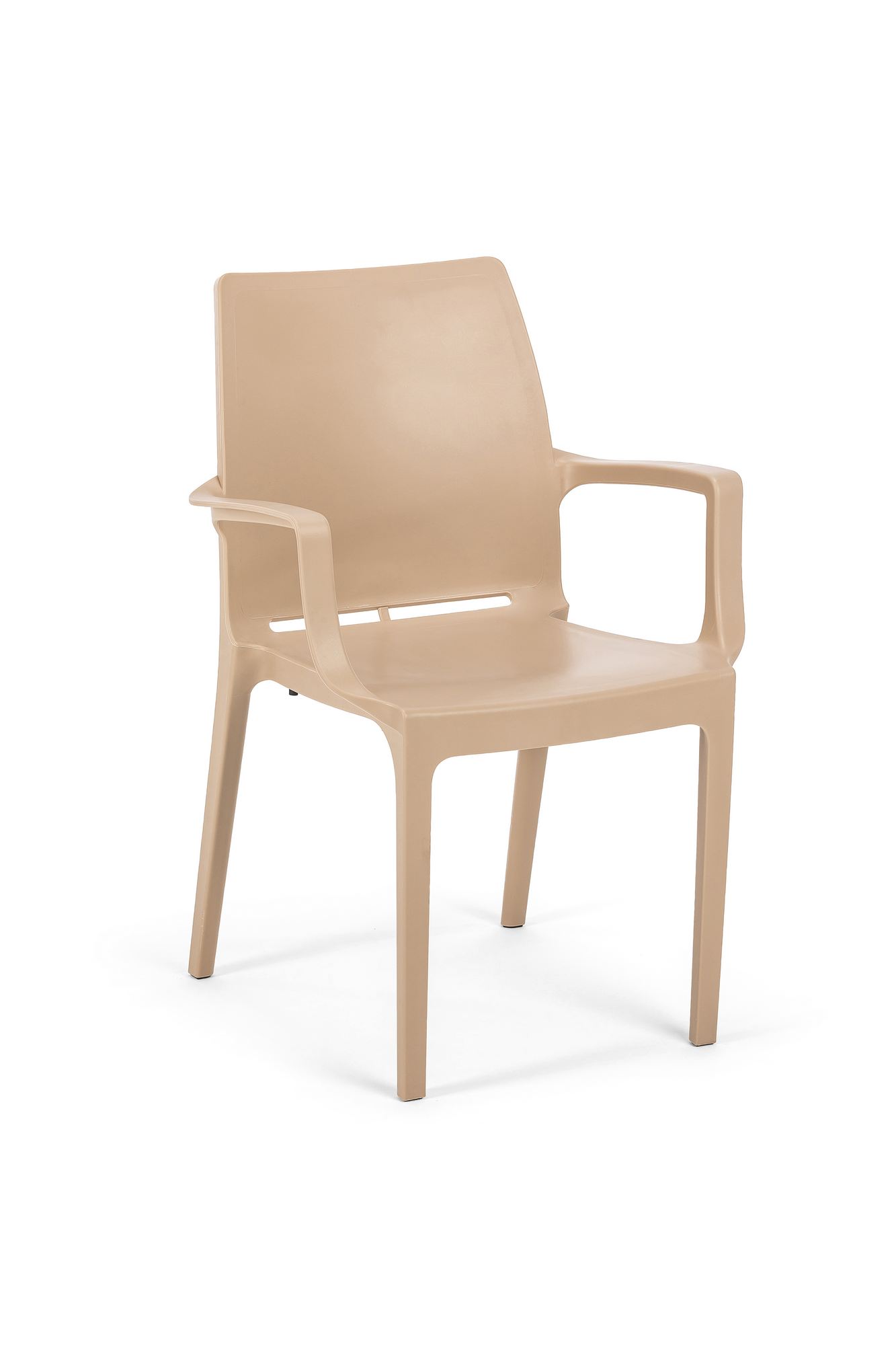 NORDVÄRK Eve spisebordsstol, m. armlæn - lysebrun polypropylen