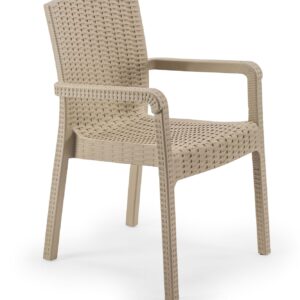 NORDVÄRK Rattan Royale spisebordsstol, m. armlæn - ørkenbeige polypropylen