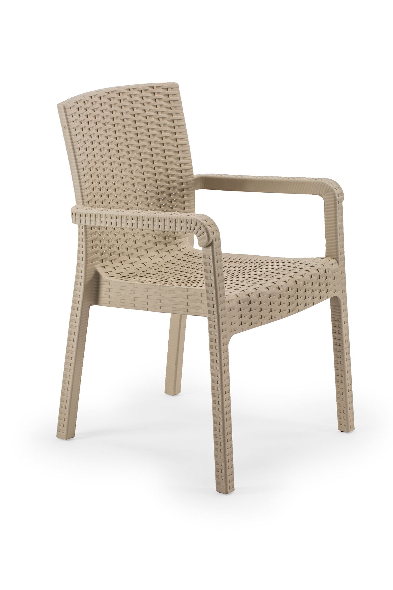 NORDVÄRK Rattan Royale spisebordsstol, m. armlæn - ørkenbeige polypropylen