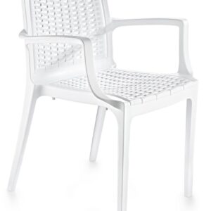 NORDVÄRK Rattan spisebordsstol, m. armlæn - hvid v2 polypropylen