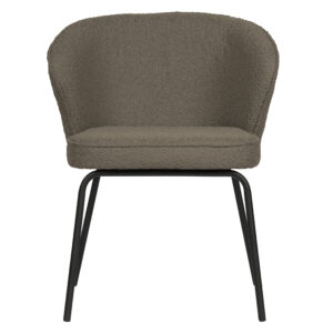 WOOOD Admit spisebordsstol - nougatfarvet bouclé polyester og sort metal