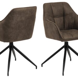 ACT NORDIC Brenda spisebordsstol, m. armlæn og drejefunktion - lysebrun polyester og sort metal