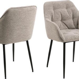 ACT NORDIC Brooke spisebordsstol, m. armlæn - beige stof og sort metal