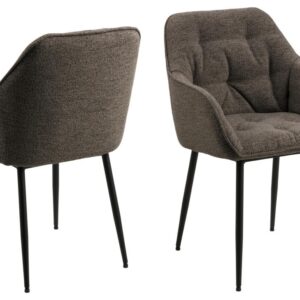 ACT NORDIC Brooke spisebordsstol, m. armlæn - taupe stof og sort stål