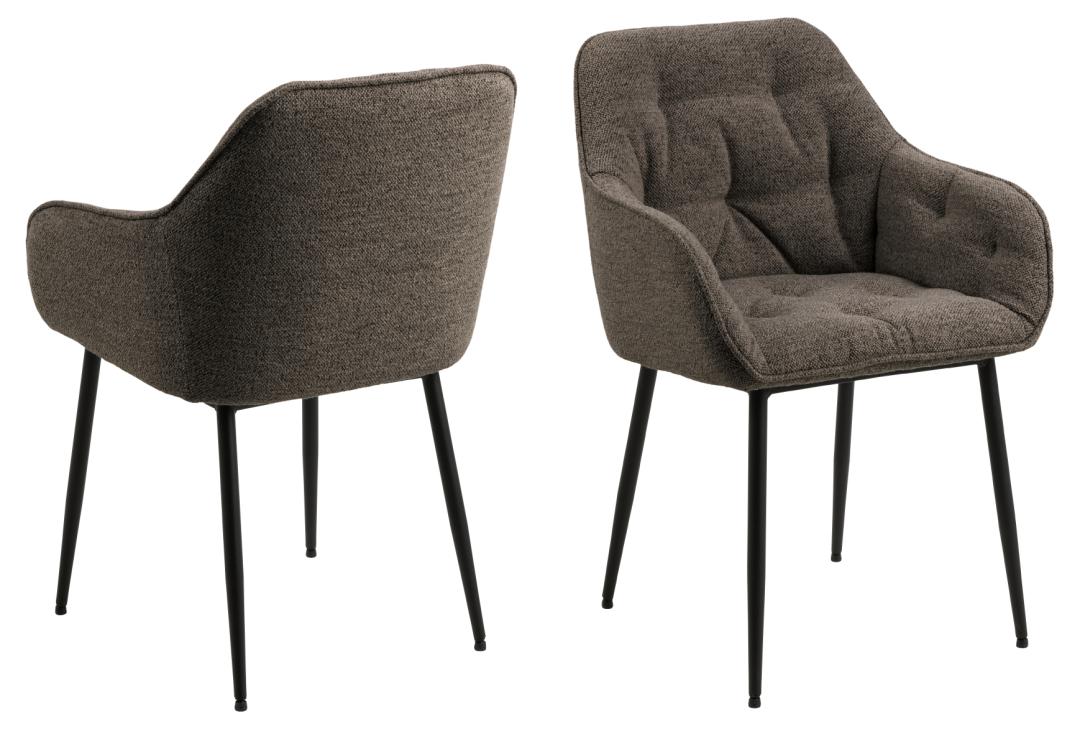 ACT NORDIC Brooke spisebordsstol, m. armlæn - taupe stof og sort stål