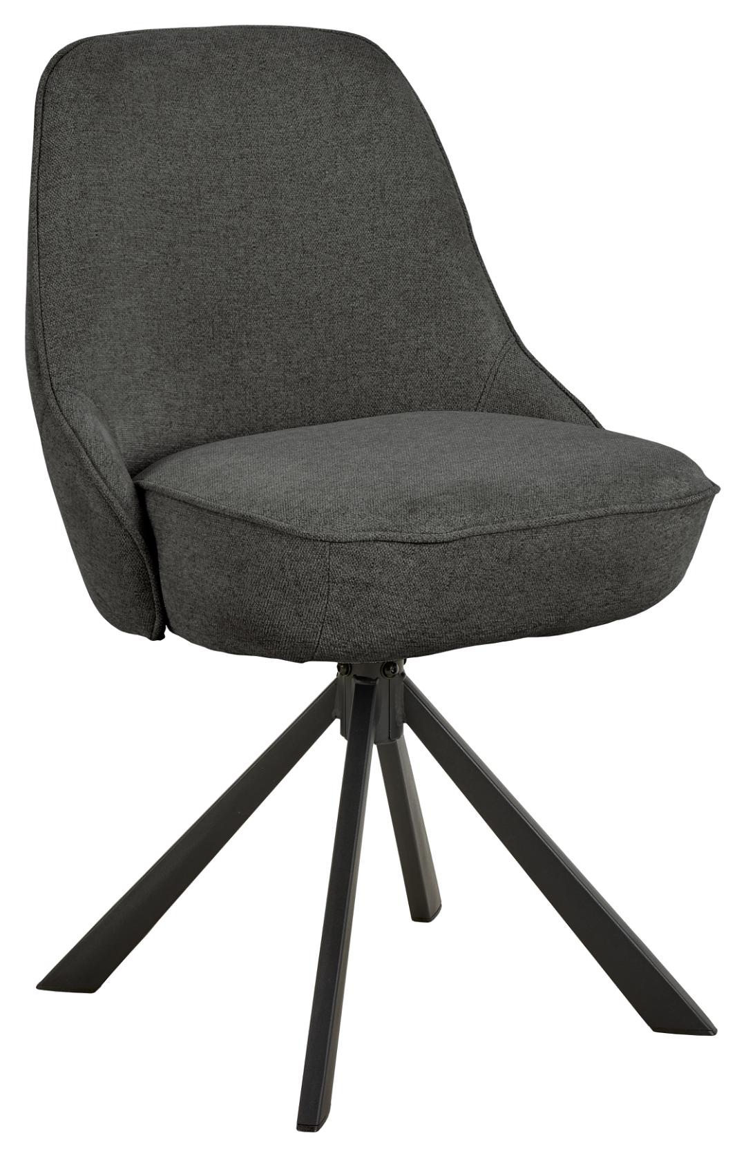 ACT NORDIC Carlton spisebordsstol, m. drejefunktion og posefjedre - mørkegrå stof og mat sort stål