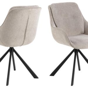 ACT NORDIC Carrie spisebordsstol, m. armlæn og drejefunktion - sand stof og sort stål