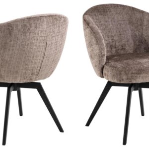 ACT NORDIC Darlene spisebordsstol, m. armlæn, drejefunktion, retur drej - støvbrun stof og sort stål