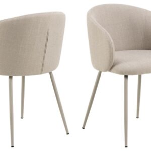 ACT NORDIC Eleanor spisebordsstol, m. armlæn - beige stof og grå stål