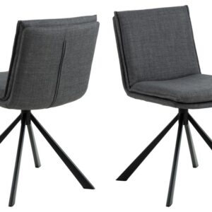 ACT NORDIC Flynn spisebordsstol, m. drejefunktion - mørkegrå stof og sort stål