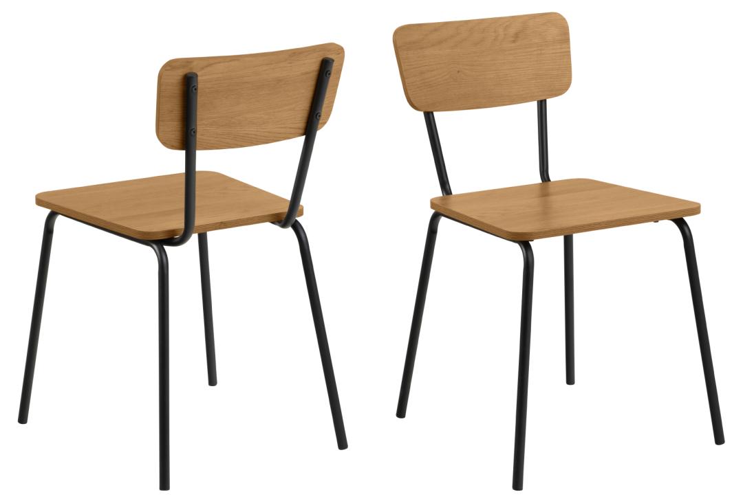 ACT NORDIC Peru spisebordsstol - mat vild eg ru melamin og mat sort ru stål