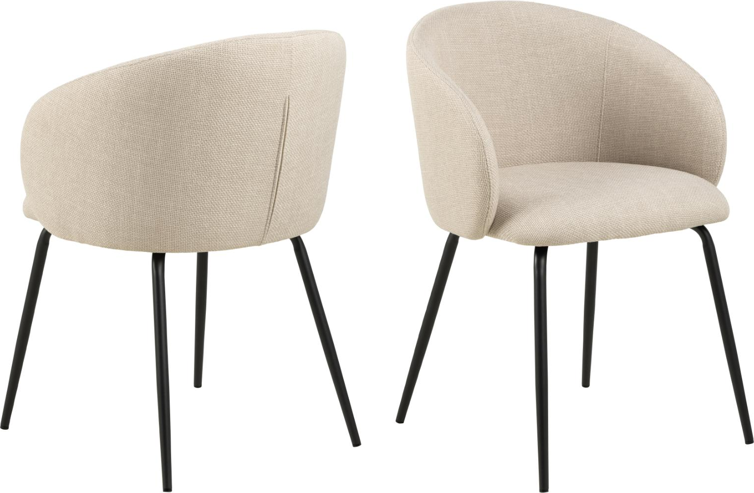 Signature Isolde spisebordsstol med armlæn betrukket med beige Basel stof og mat sort stel H79xB55,5xD55 cm