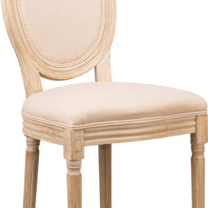 Spisebordsstol Nordlys Furniture Richelieut med rundt ryglæn i beige OEKO-TEX-certificeret stof og FSC-træ stel