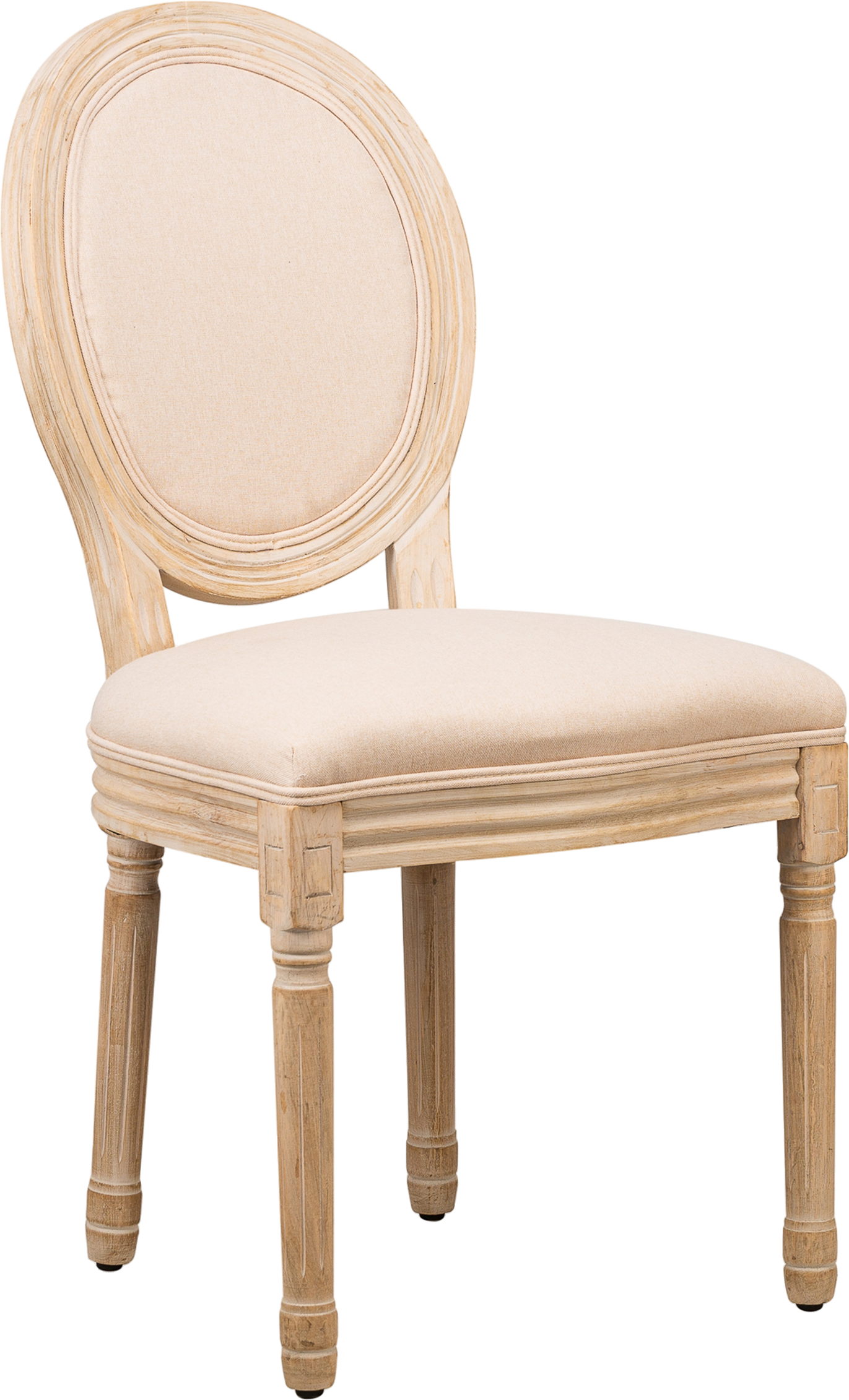 Spisebordsstol Nordlys Furniture Richelieut med rundt ryglæn i beige OEKO-TEX-certificeret stof og FSC-træ stel