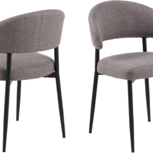 Spisebordsstol Signature Novella spisestuestol i lys gråbrun Basel stof med matsort stel sæt af 2