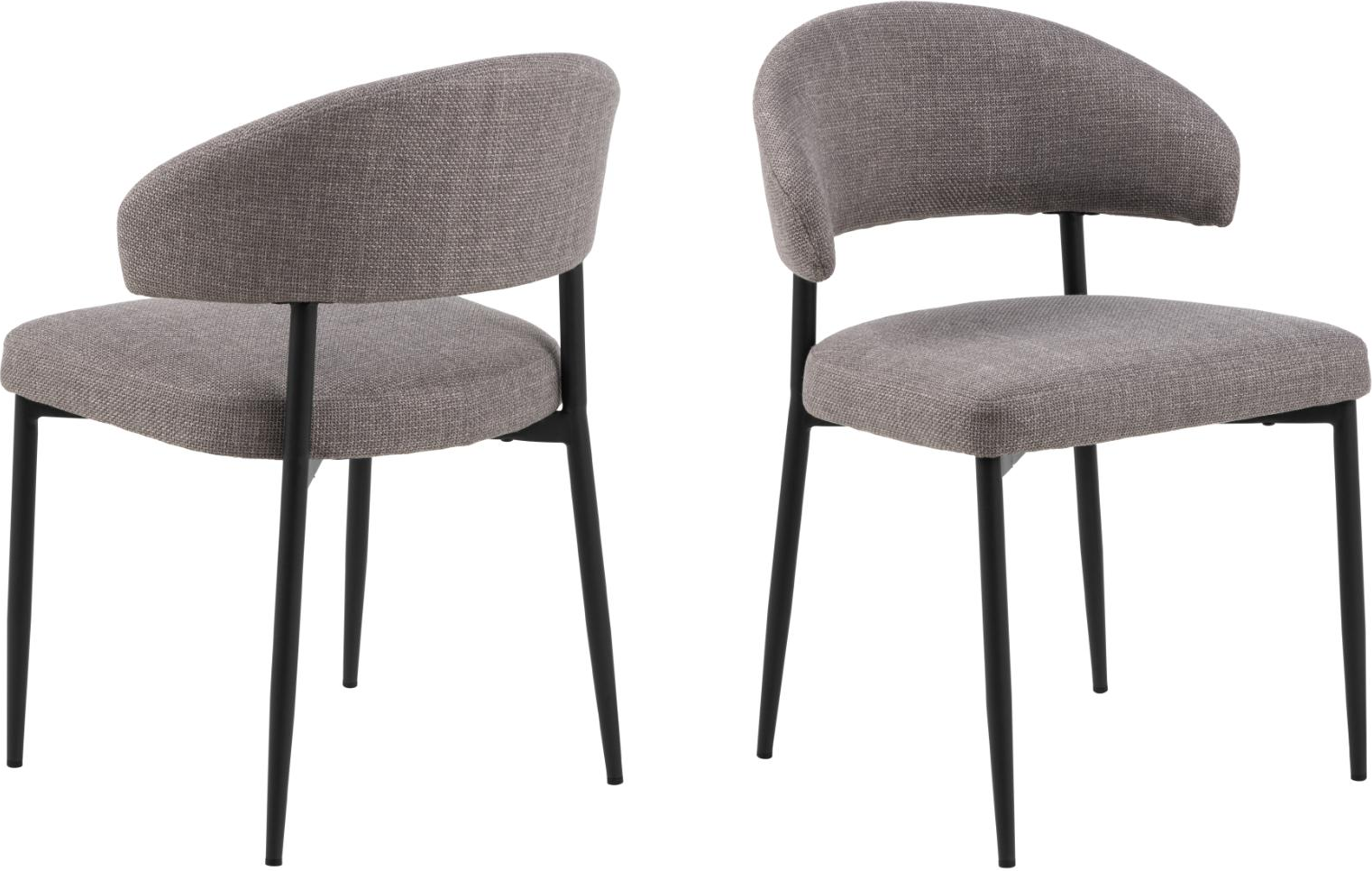 Spisebordsstol Signature Novella spisestuestol i lys gråbrun Basel stof med matsort stel sæt af 2