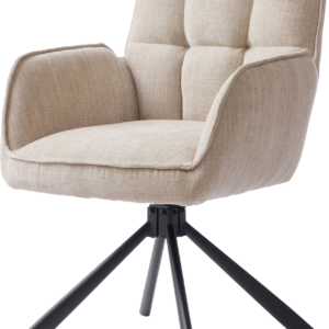 Spisebordsstol med armlæn Nordique Design Select Variant Moon beige chenille spisestol med 360 drejesokkel