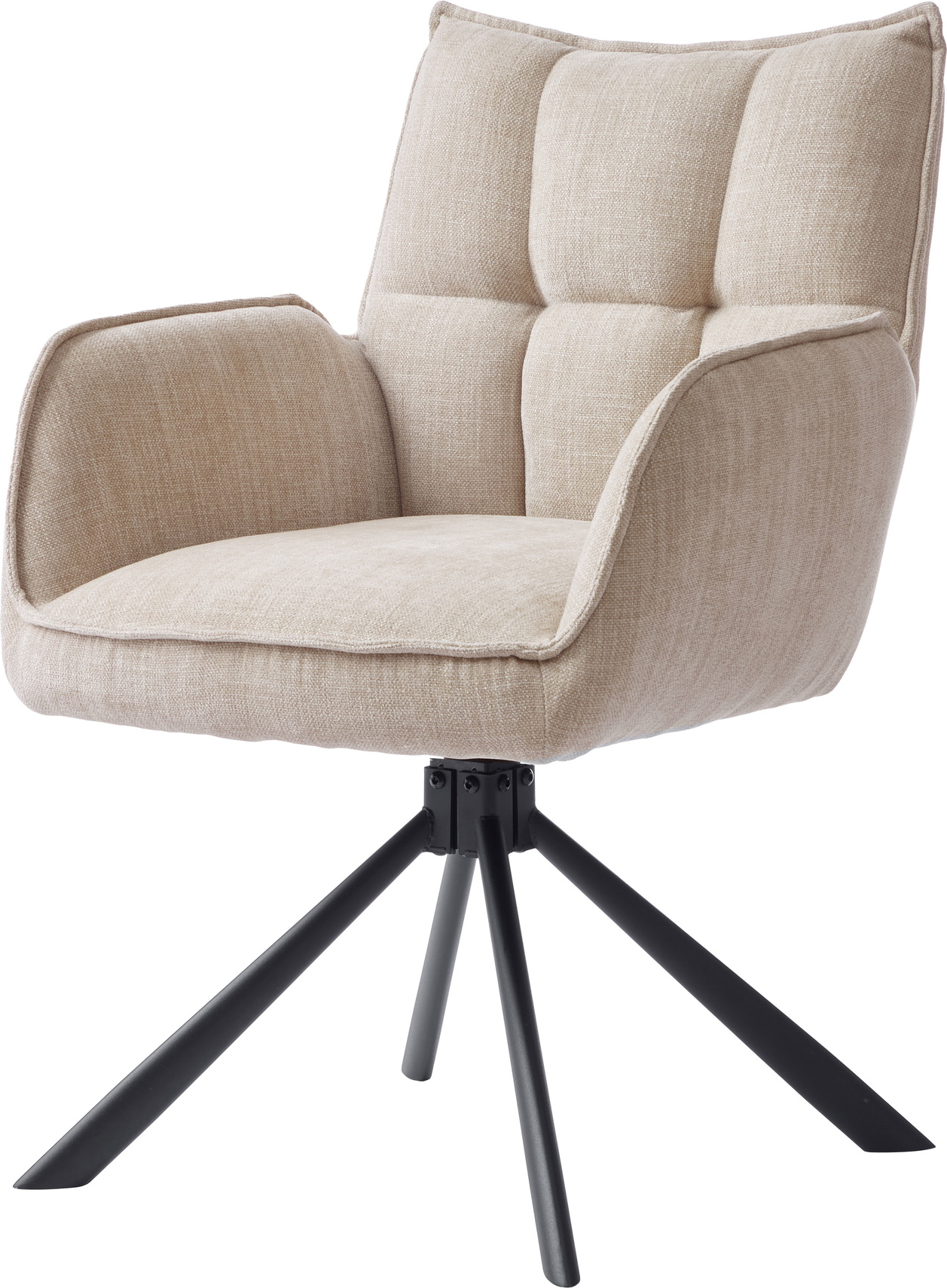 Spisebordsstol med armlæn Nordique Design Select Variant Moon beige chenille spisestol med 360 drejesokkel