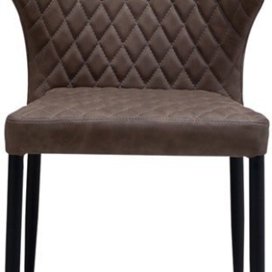 Spisebordsstol House of Sander Ydun i brun PU-læder med quiltet ryg og sorte ben H83xB50xD50 cm