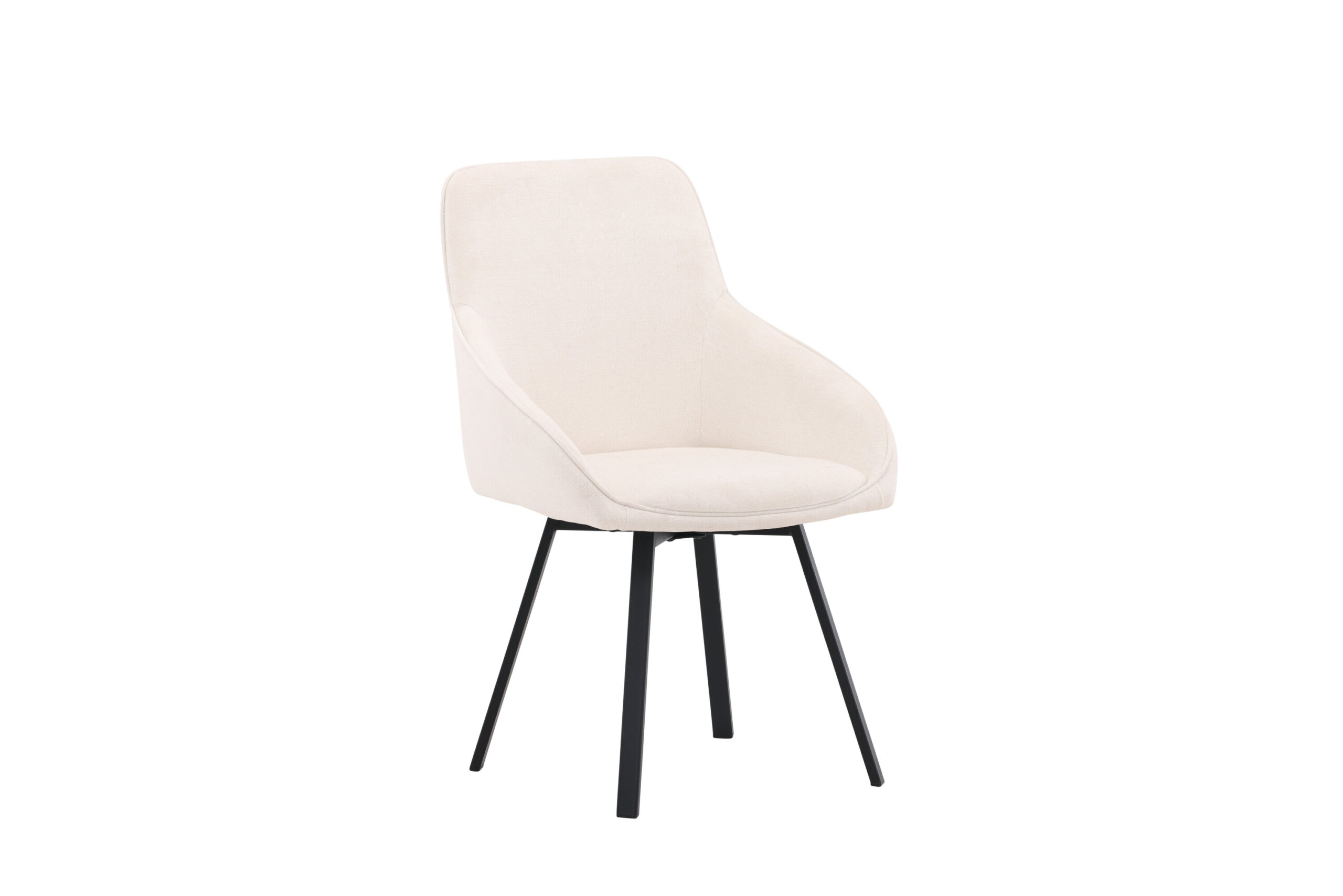 VENTURE DESIGN Rosie spisebordsstol, m. armlæn - beige stof og sort stål