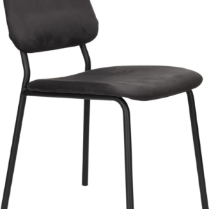 Spisebordsstol Dutchbone Darby vintage-inspireret askegrå polstret stof sort krydsfinerstel