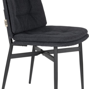 Spisebordsstol Dutchbone Jade, polstret stålstel, polyester/polyurethan, blå/antracit, sæt af 2