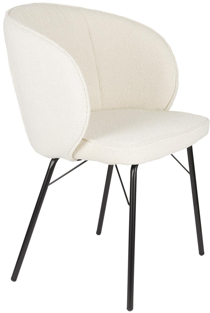 Spisebordsstol Studio White Joa perlemor polstret polyester med jernben H81 x B59,5 x L60 cm op til 135 kg belastning sæt á 2