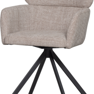Spisebordsstol WOOOD Collection Fenne natur med drejelig sort metalbase 100% polyester